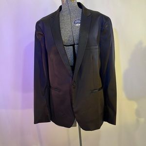 Deep Black Party Suiting Jacket by INC Slim Fit XL side vented Tuxedo Style
